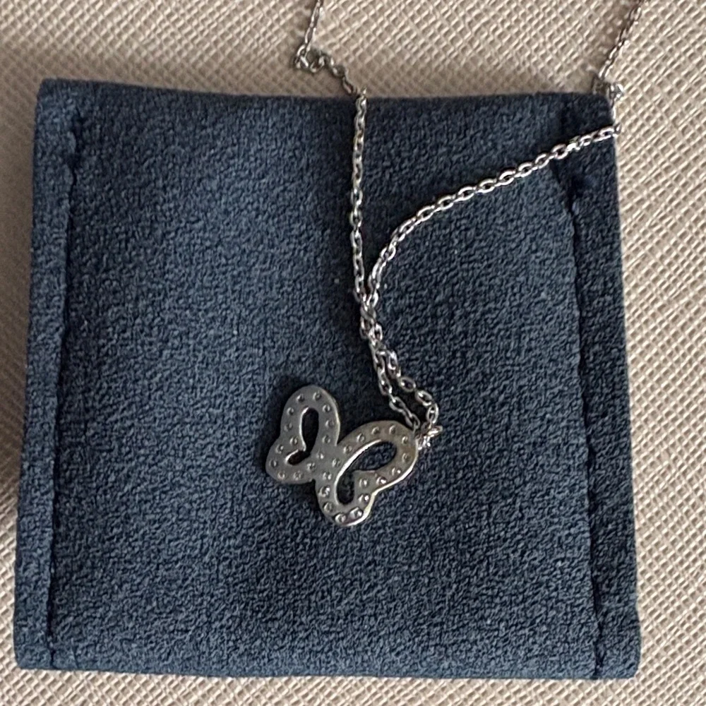 White Gold and Diamond Butterfly Pendant Necklace - Picture 4 of 7